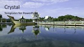  Presentation with floating - Cool new slide deck with brunei sultan omar ali backdrop and a light blue colored foreground