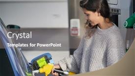  Presentation with gas station - Presentation design enhanced with brunette-at-gas-station background and a gray colored foreground