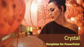  Presentation with chinese new year - Amazing slide deck having brunette beauty posing with chinese backdrop and a tawny brown colored foreground