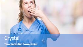  Presentation with hand surgeon - PPT theme with brunette doctor girl wearing nurse background and a teal colored foreground