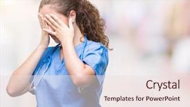  Presentation with sad girl - PPT theme having brunette doctor girl wearing nurse background and a lemonade colored foreground