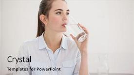  Presentation with child drinking water from glass - Cool new presentation with brunette drinking glass of water backdrop and a light gray colored foreground