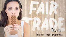  Presentation with bar - Cool new PPT theme with brunette eating bar of chocolate backdrop and a  colored foreground