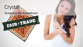  Presentation with white chocolate - Colorful PPT theme enhanced with brunette eating bar of chocolate backdrop and a light gray colored foreground