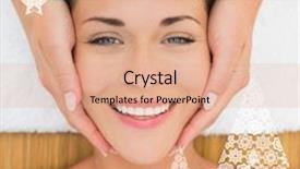 Presentation with peaceful - Theme consisting of brunette enjoying a facial massage background and a  colored foreground