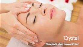  Presentation with head - Slides having brunette enjoying a head massage background and a coral colored foreground