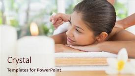  Presentation with herbal - Colorful presentation theme enhanced with brunette enjoying a herbal compress backdrop and a lemonade colored foreground