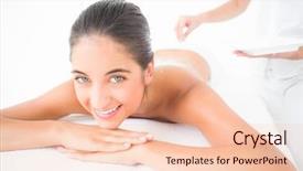  Presentation with salt - Colorful theme enhanced with brunette enjoying a salt scrub backdrop and a  colored foreground