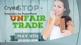  Presentation with chocolate - Slide set enhanced with brunette fearfully looking at chocolate background and a  colored foreground