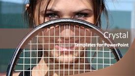  Presentation with tennis - Beautiful slides featuring brunette-female-tennis-player backdrop and a coral colored foreground