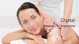  Presentation with peaceful - Colorful PPT layouts enhanced with brunette getting a salt scrub backdrop and a lemonade colored foreground