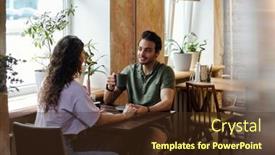  Presentation with romantic - Presentation theme featuring brunette-girl-and-her-smiling background and a tawny brown colored foreground