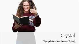  Presentation with child girl reading a book - Theme consisting of brunette girl reading a book background and a white colored foreground