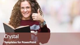  Presentation with child girl reading a book - PPT layouts having brunette girl reading a book background and a tawny brown colored foreground