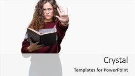  Presentation with child girl reading a book - Slide deck enhanced with brunette girl reading a book background and a white colored foreground