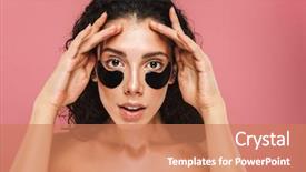  Presentation with pop art pink hair - Beautiful theme featuring brunette hair wearing cosmetic patch backdrop and a coral colored foreground