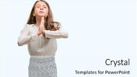  Presentation with praying hands on open bible - Beautiful PPT layouts featuring brunette hispanic girl begging backdrop and a  colored foreground