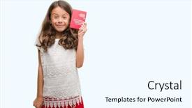  Presentation with passport - Colorful PPT layouts enhanced with brunette hispanic girl holding passport backdrop and a cool aqua colored foreground