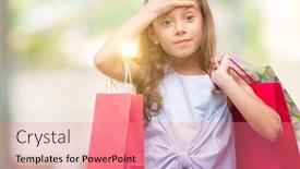  Presentation with skin anatomy face and head - PPT theme with brunette hispanic girl holding shopping bags stressed with hand on head shocked with shame and surprise face angry and frustrated fear and upset for mistake background and a coral colored foreground