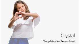  Presentation with heart love - PPT theme having brunette hispanic girl smiling background and a white colored foreground