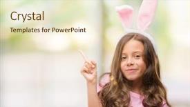  Presentation with horses and girl - Slide set consisting of brunette hispanic girl wearing easter background and a cream colored foreground