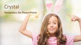  Presentation with easter - Amazing presentation design having brunette hispanic girl wearing easter backdrop and a cream colored foreground