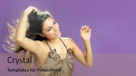  Presentation with indian classical dance - Presentation theme featuring brunette indian beautiful woman dancing background and a  colored foreground