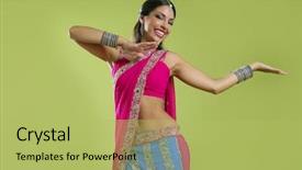  Presentation with indian dance - Presentation theme with brunette indian dancer princess bollywood background and a yellow colored foreground