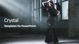  Presentation with raven - Cool new slides with brunette lady with a raven backdrop and a dark gray colored foreground