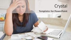  Presentation with social isolation - Presentation theme consisting of brunette looking worried over bills background and a lemonade colored foreground