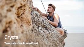  Presentation with man in nature - Beautiful slide deck featuring brunette man climbing natural rock backdrop and a coral colored foreground
