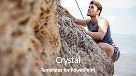  Presentation with climbing - Amazing slide set having brunette man climbing natural rock backdrop and a coral colored foreground