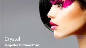  Presentation with design fashion - Presentation theme enhanced with brunette model profile portrait hair background and a gray colored foreground