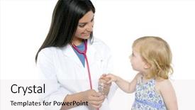  Presentation with medical pediatric - Colorful slides enhanced with brunette pediatric doctor with blond backdrop and a  colored foreground