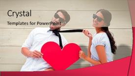  Presentation with bleached - Colorful slides enhanced with holding heart against bleached wood backdrop and a soft green colored foreground