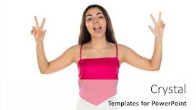  Presentation with pink white - Presentation theme consisting of brunette-rebel-teenager-girl-showing background and a  colored foreground