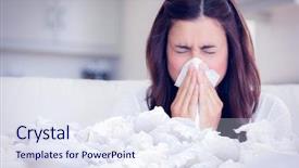  Presentation with sneezing - Presentation consisting of brunette sneezing in a tissue background and a sky blue colored foreground