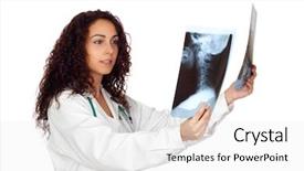  Presentation with spanish and english - Slides consisting of brunette spanish doctor woman looking background and a white colored foreground