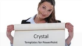  Presentation with flip chart - Theme enhanced with brunette stood with flip-chart paper background and a light gray colored foreground