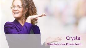  Presentation with student - Theme featuring brunette student girl wearing school background and a  colored foreground