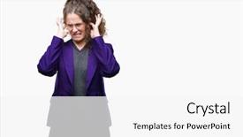  Presentation with music school - PPT theme with brunette student girl wearing school background and a white colored foreground