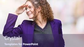  Presentation with young college student diagnosis of sti - Cool new PPT theme with brunette student girl wearing school backdrop and a  colored foreground