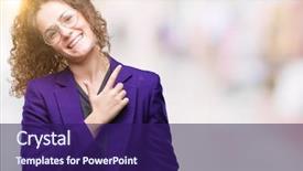  Presentation with school fine arts - Cool new slides with brunette student girl wearing school backdrop and a violet colored foreground