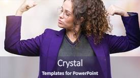  Presentation with young college student diagnosis of chlamydia - Cool new slide deck with brunette student girl wearing school backdrop and a violet colored foreground