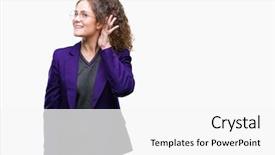  Presentation with hearing aids for children in school - Beautiful slide deck featuring brunette student girl wearing school backdrop and a white colored foreground