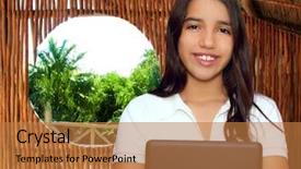  Presentation with teen - Cool new theme with brunette teen indian latin student backdrop and a coral colored foreground