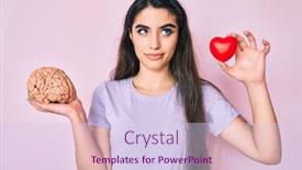  Presentation with brain thinking - Colorful presentation theme enhanced with brunette-teenager-girl-holding-brain backdrop and a sky blue colored foreground