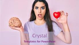  Presentation with mouth - Presentation theme featuring brunette-teenager-girl-holding-brain background and a sky blue colored foreground