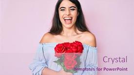  Presentation with crazy - Colorful presentation design enhanced with brunette-teenager-girl-holding-flowers backdrop and a lemonade colored foreground
