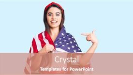  Presentation with united states flag - Slide set featuring brunette-teenager-girl-holding-united background and a coral colored foreground